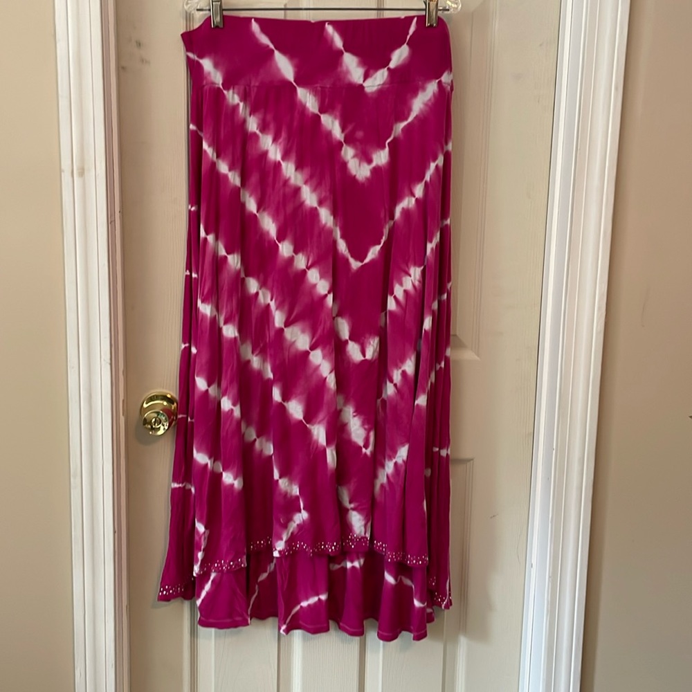 Tie dye maxi high low skirt plus size